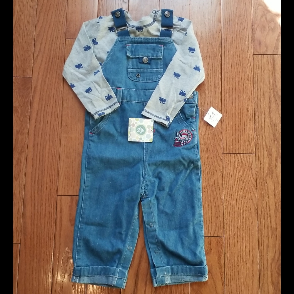 NEW Little Me Boy Railroad Overall set 24 month's